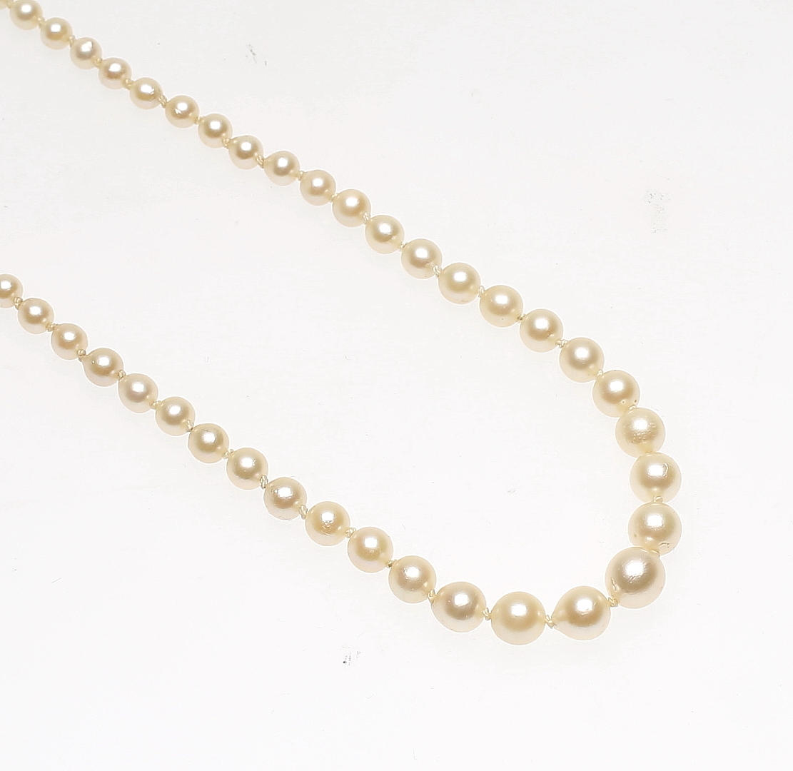 PÄRLCOLLIER, doserade pärlor, lås i silver.