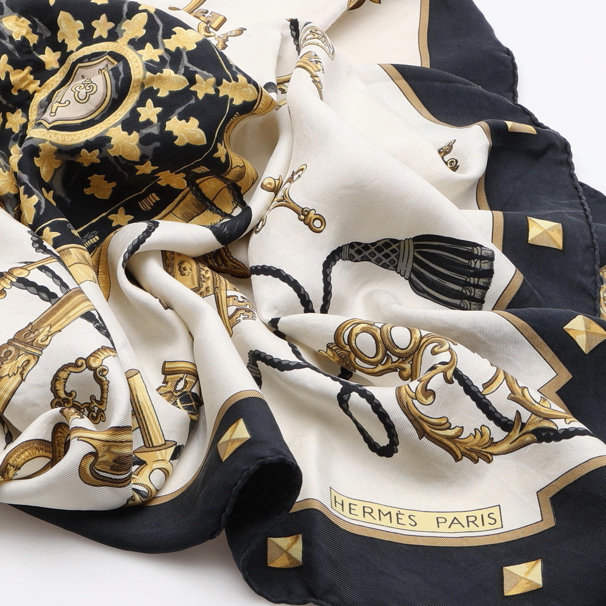 A SILK SCARF, “LES CLEFS”, HERMÈS, DESIGNED BY CATHY LATHAM IN