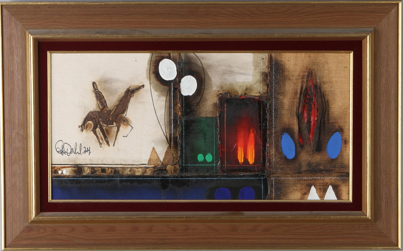 PER DAHL. Composition, mixed media, signed and dated.