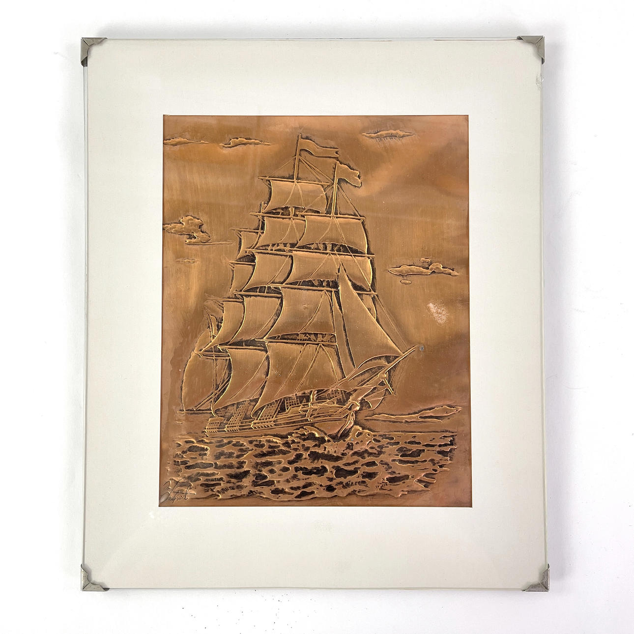 En kobberplade, skib, uidentificeret kunstner.