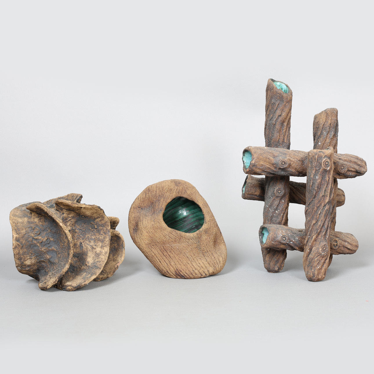 CLIVE BROOKER, THREE BRUSTALIST DESIGN STUDIO POTTERY VASES (3).