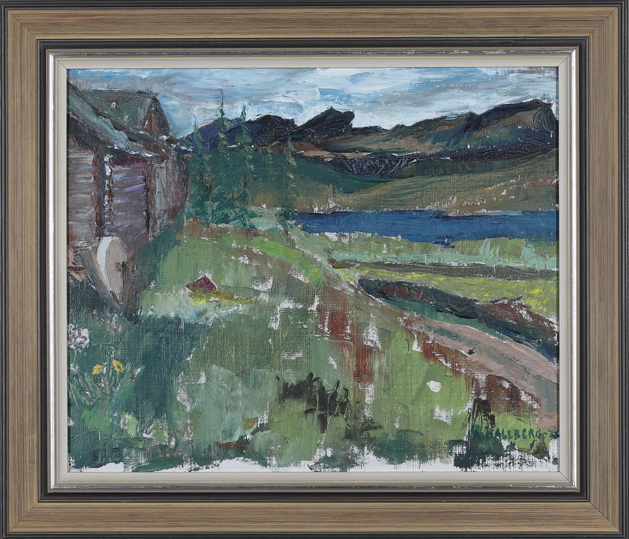 OIDENTIFIERAD KONSTNÄR. oil on canvas, signed R. Hallberg, dated -76.