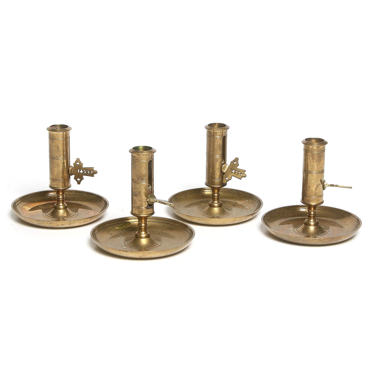 NATTLJUSSTAKAR, 4 st, mässing, Skultuna. 1900-talets andra hälft.