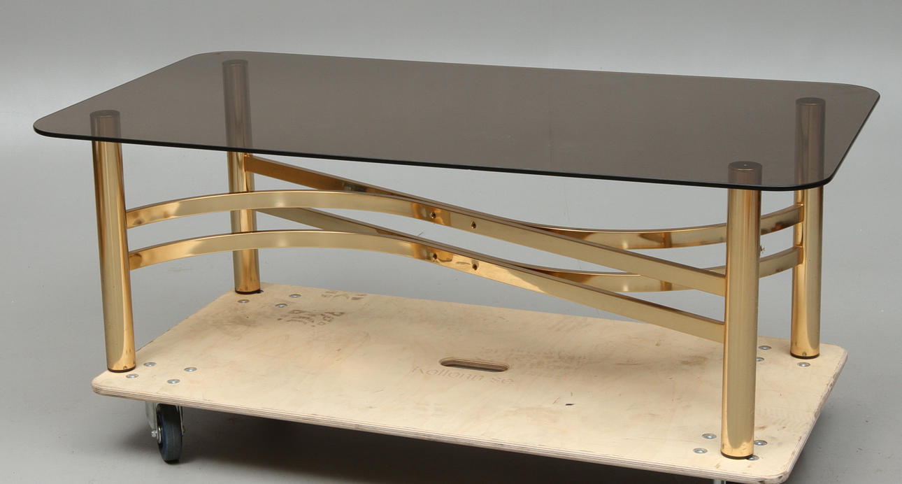 SOFFBORD, metall med glasskiva, 1900/2000-tal.