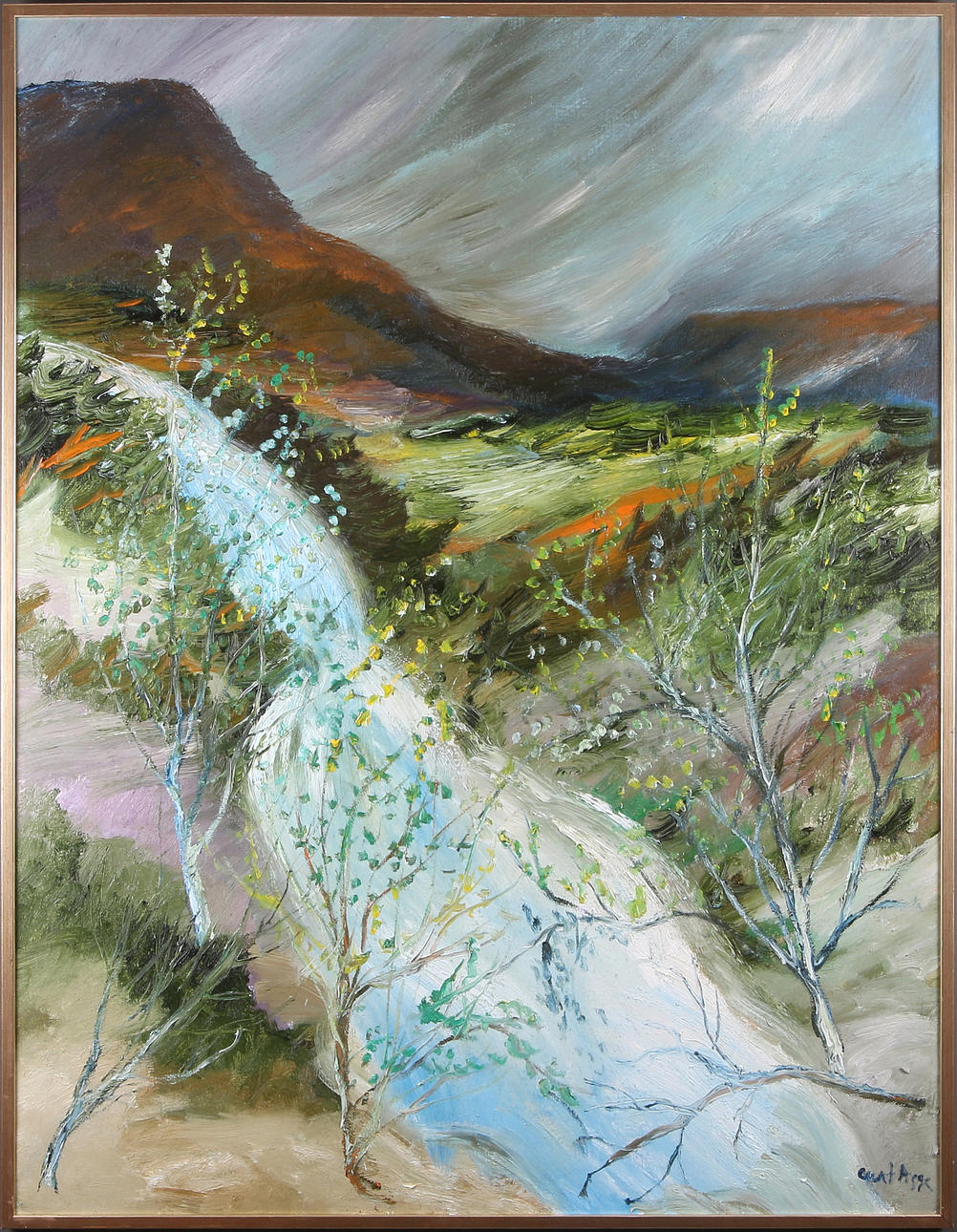 CURT AGGE. "Huldrefossen, Bödalen", olja på duk, signerad.