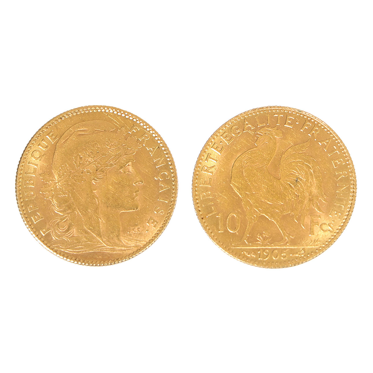 FRANKRIG 10 FRANCS GULDMØNT.