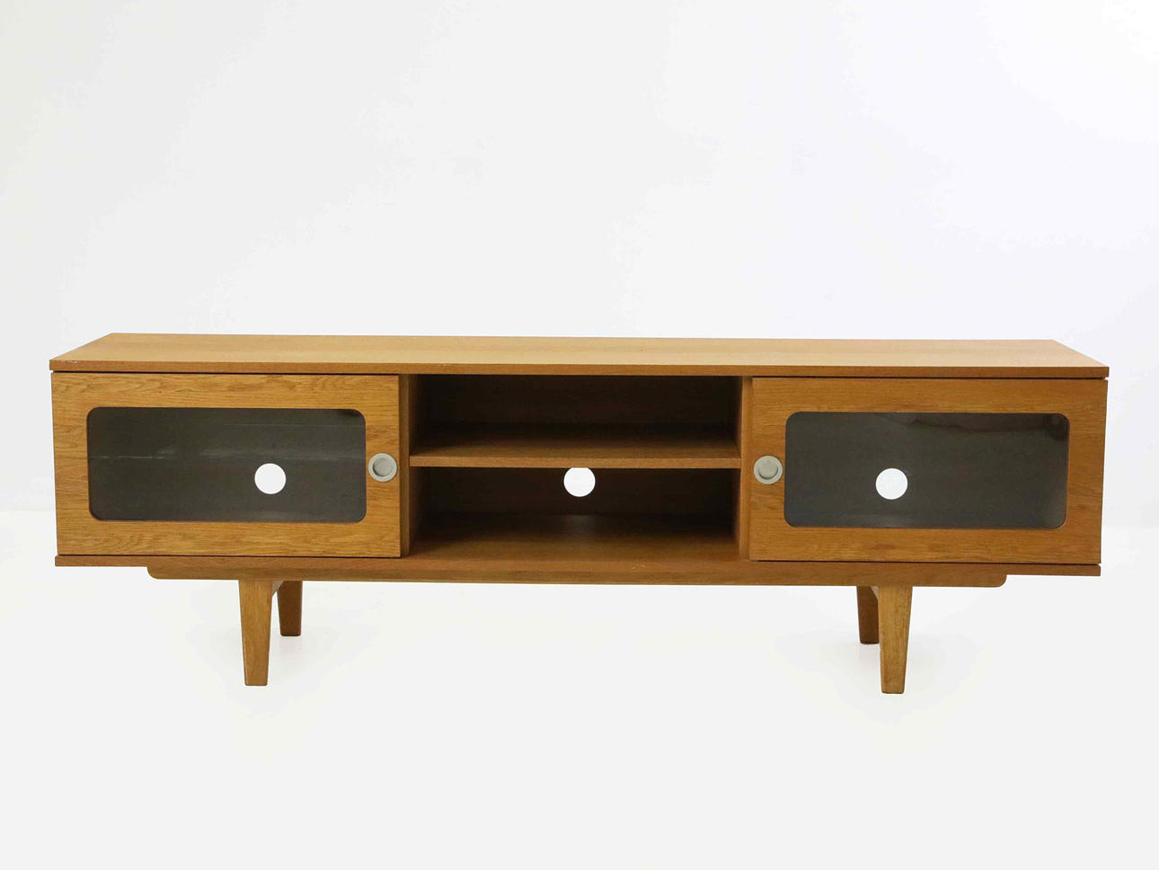 SIDEBOARD, glass & oak veneer.