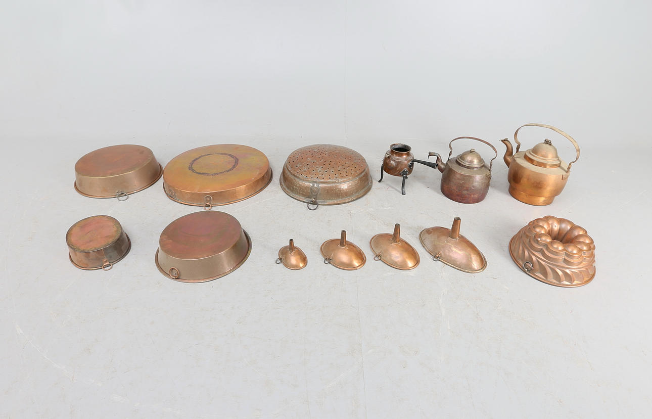 KOPPARFÖREMÅL, 13 st, 18/1900-tal.