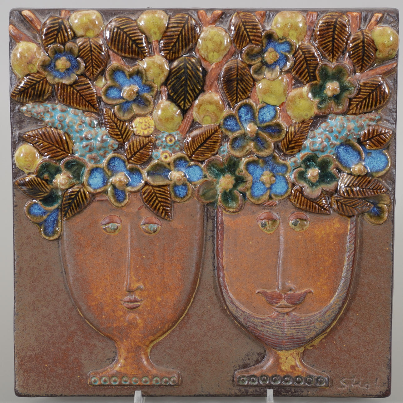 STIG LINDBERG. Relieve mural, gres, Gustavsberg.