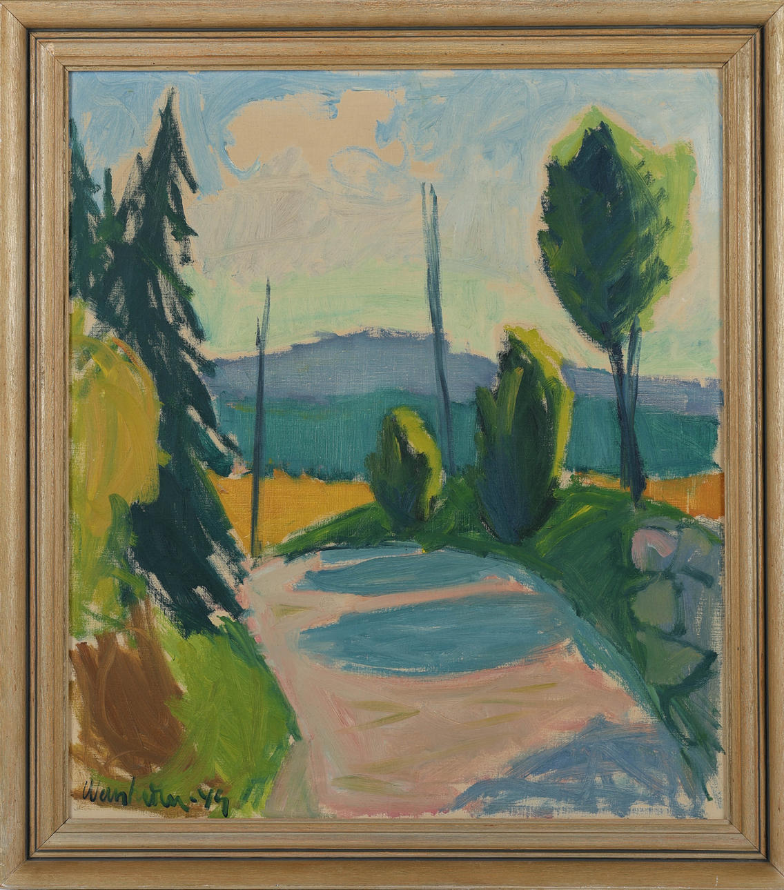 STIG WERNHEDEN. “Skogsvej Osby”, oil on canvas, signed, dated 49.