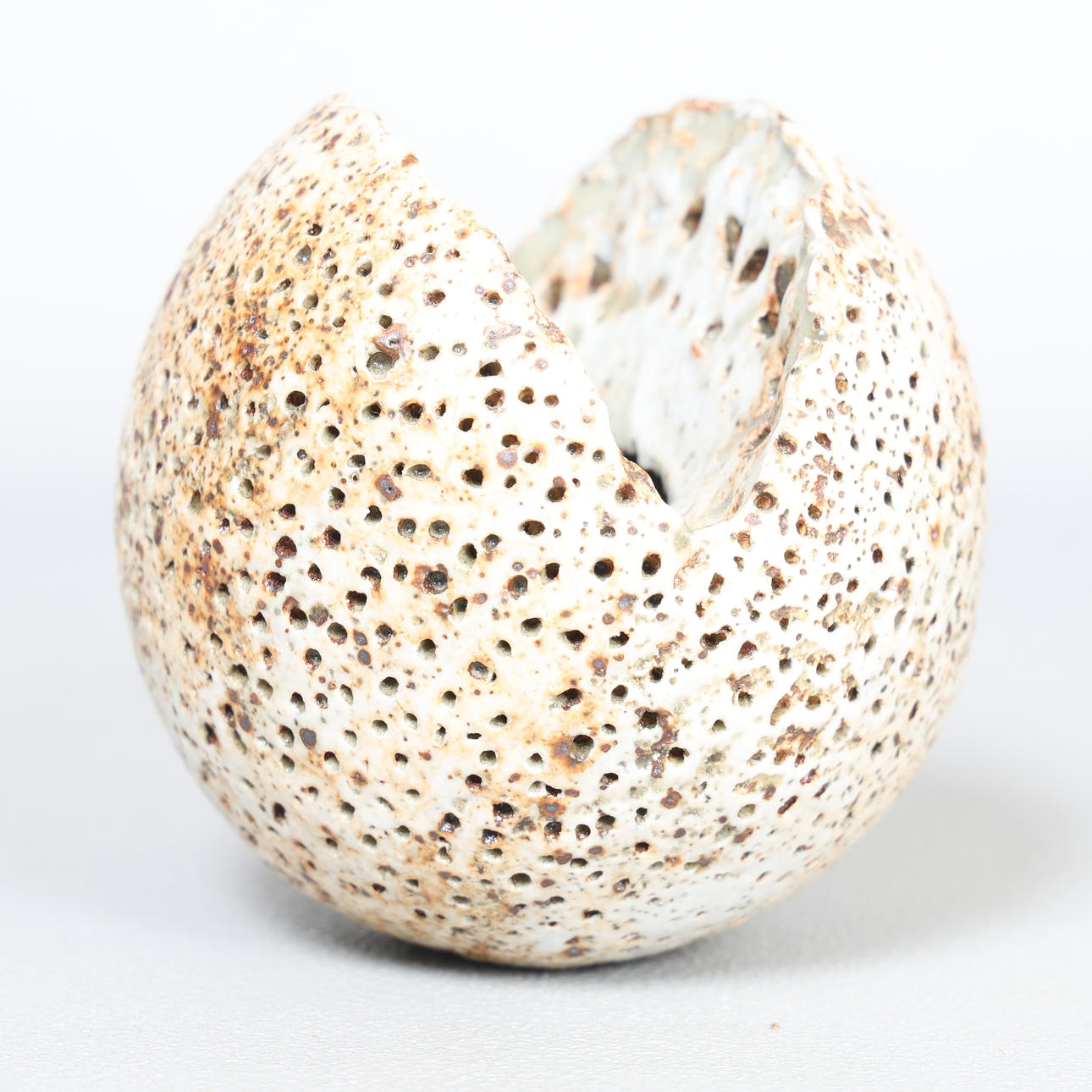 ALAN WALLWORK (1939-2019), A STONEWARE SPLIT SEED FORM VESSEL.
