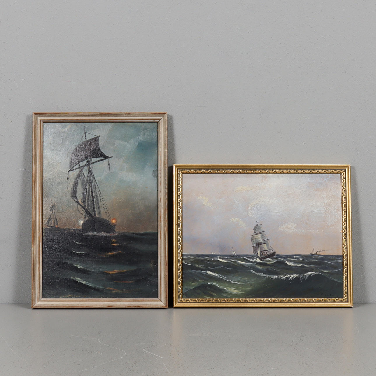 ÖLGEMÄLDE 2 Stück auf Tafel, Meeresmotive.