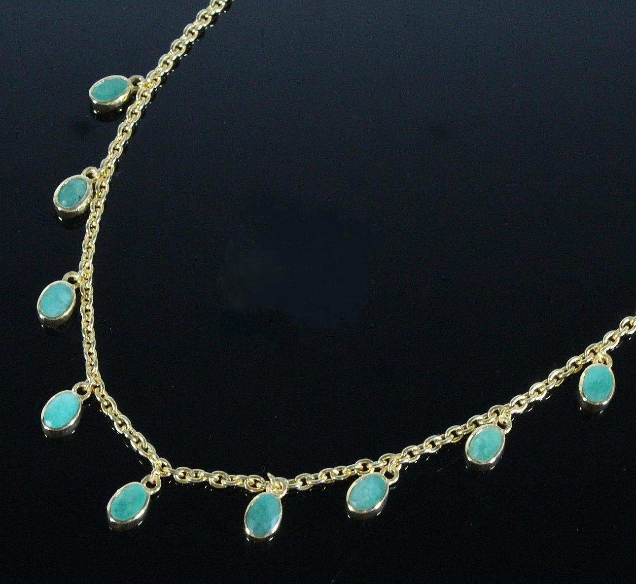 Collier mit Smaragd, 925er Silber.