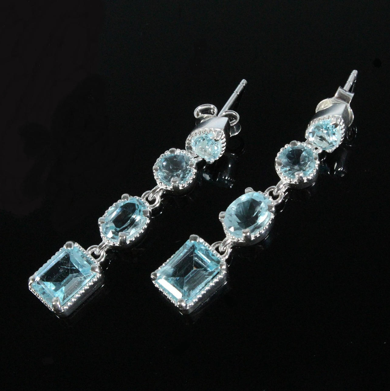 Skyblue topaz earrings, 925 silver.