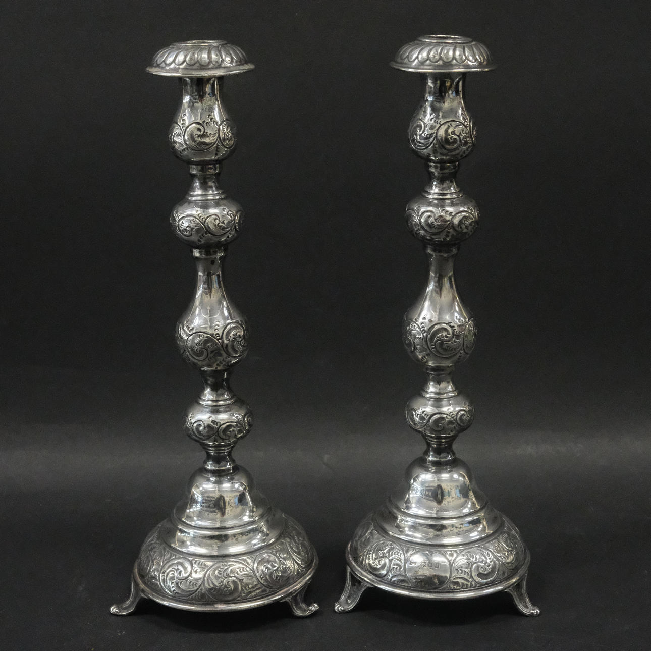 CANDLESTICKS, A PAIR, SILVER.