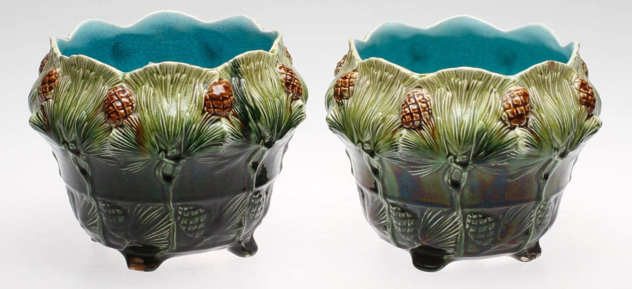 YTTERFODER, ett par, majolika, jugend, Rörstrand, tidigt 1900-tal.