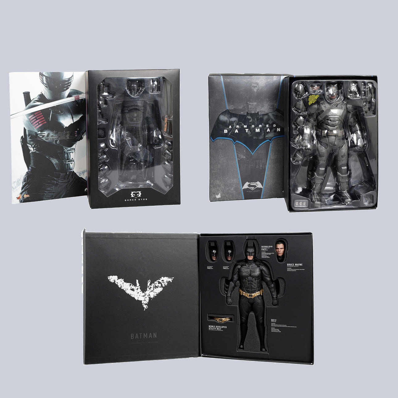 HETA LEKSAKER. TRE BOXADE 1/6 SKALFIGURER (3).