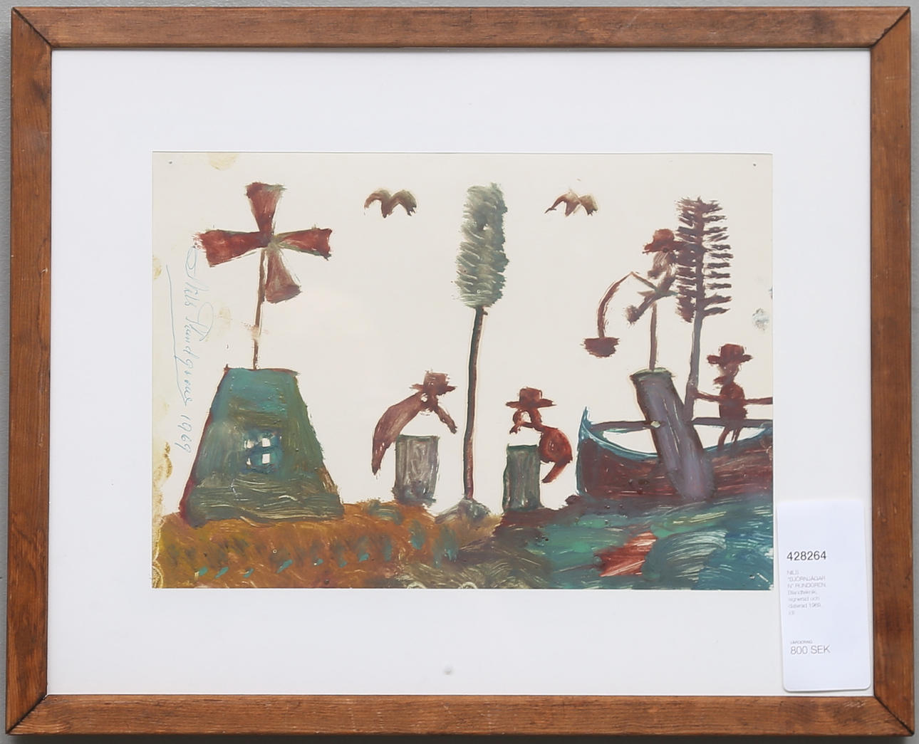 NILS "BJÖRNJÄGARN" RUNDGREN. Blandteknik, signerad och daterad 1969.