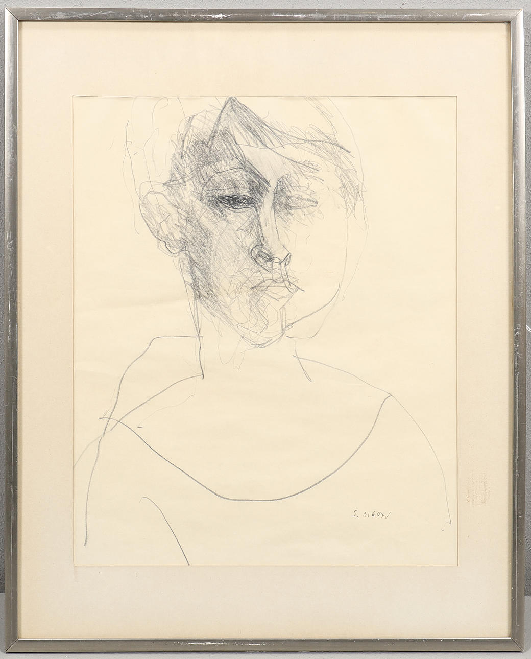 STIG OLSON Bleistiftzeichnung, signiert.
