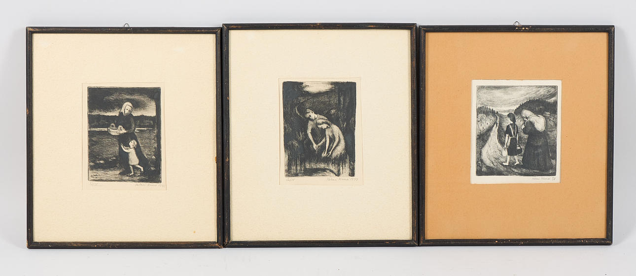 HELMI KUUSI (1913-2000). ETCHINGS, 3 pieces, signed and dated -38, 1947, two numbered 12/15.