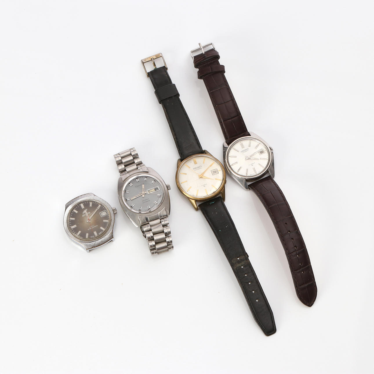 WRISTWATCHES, FOUR PCS. Steel.