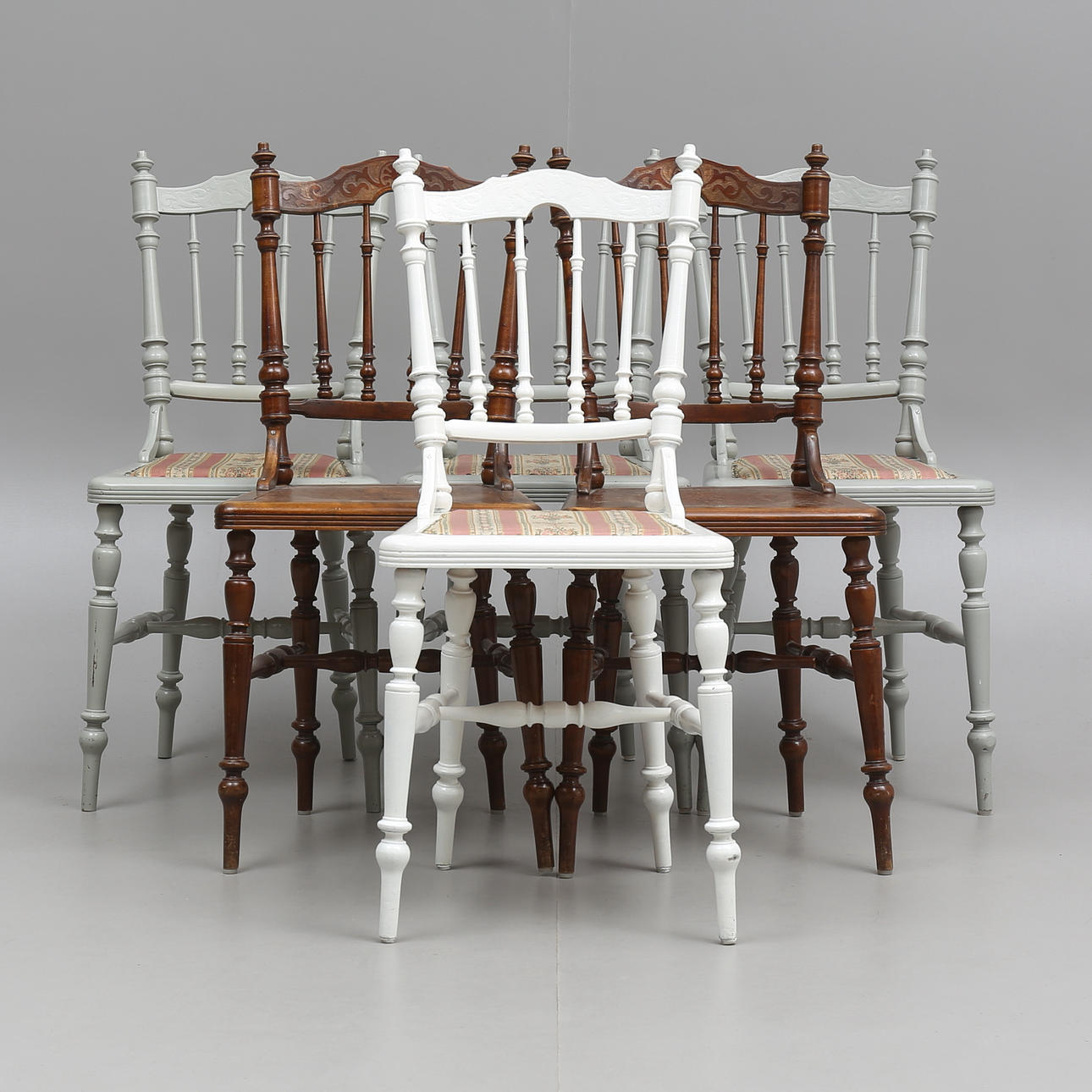 STOLAR, 6 stycken, nyrenässans.