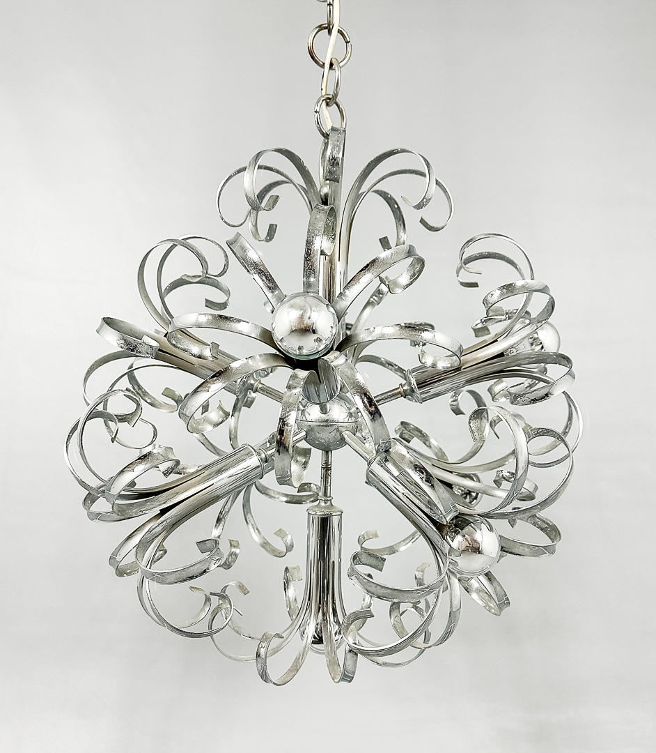 A “Sputnik” ceiling lamp, Italy, 1970s.