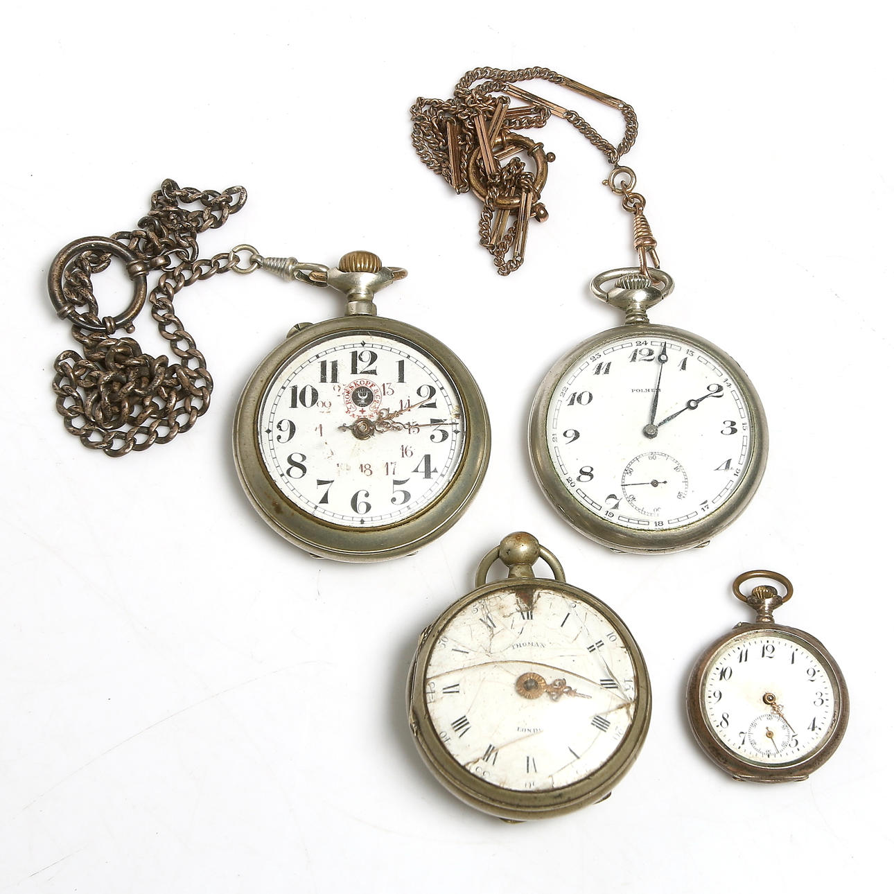 FICKUR, 4 st, vit metall, bl.a. Rosskopf & Co. 18/1900-tal.