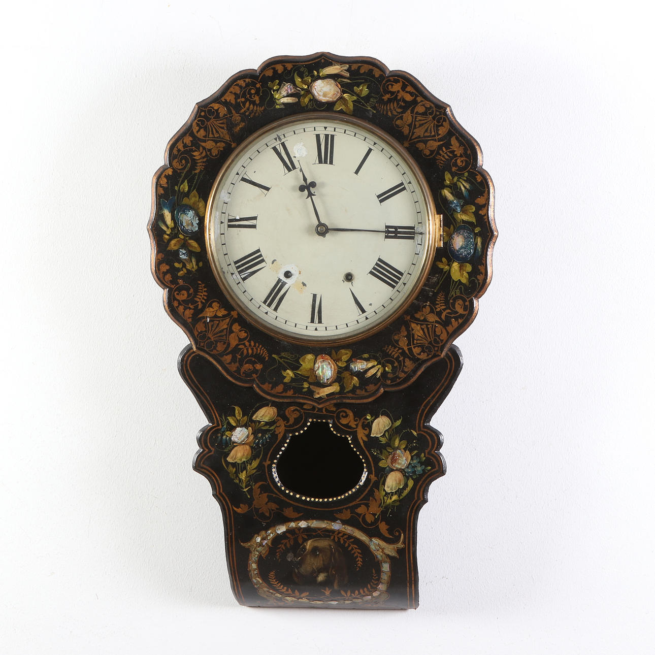WALL CLOCK. Painted wood. 19th century.