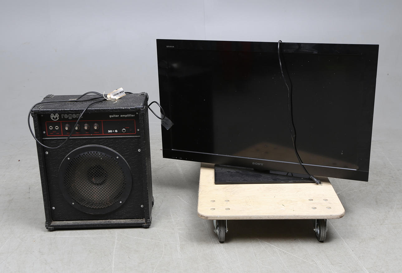 TV samt FÖRSTÄRKARE,Sony, Bravia samt Regent 30-G. från Polisemyndighetens Beslag.