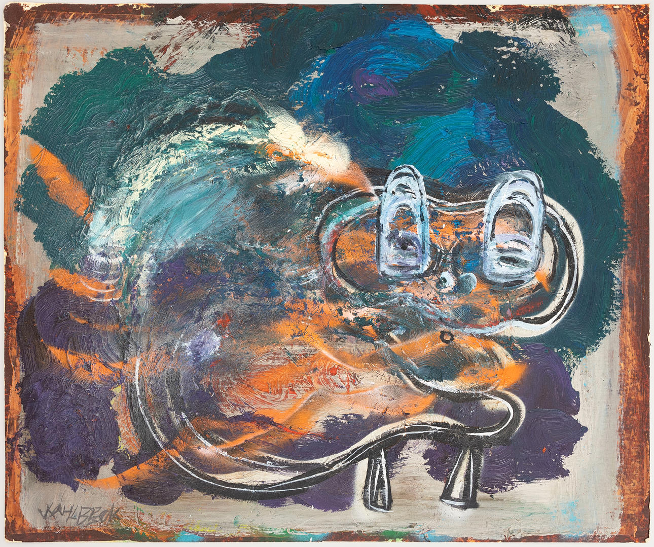 PETER WAHLBECK, figural composition, oil on cardboard, signed.