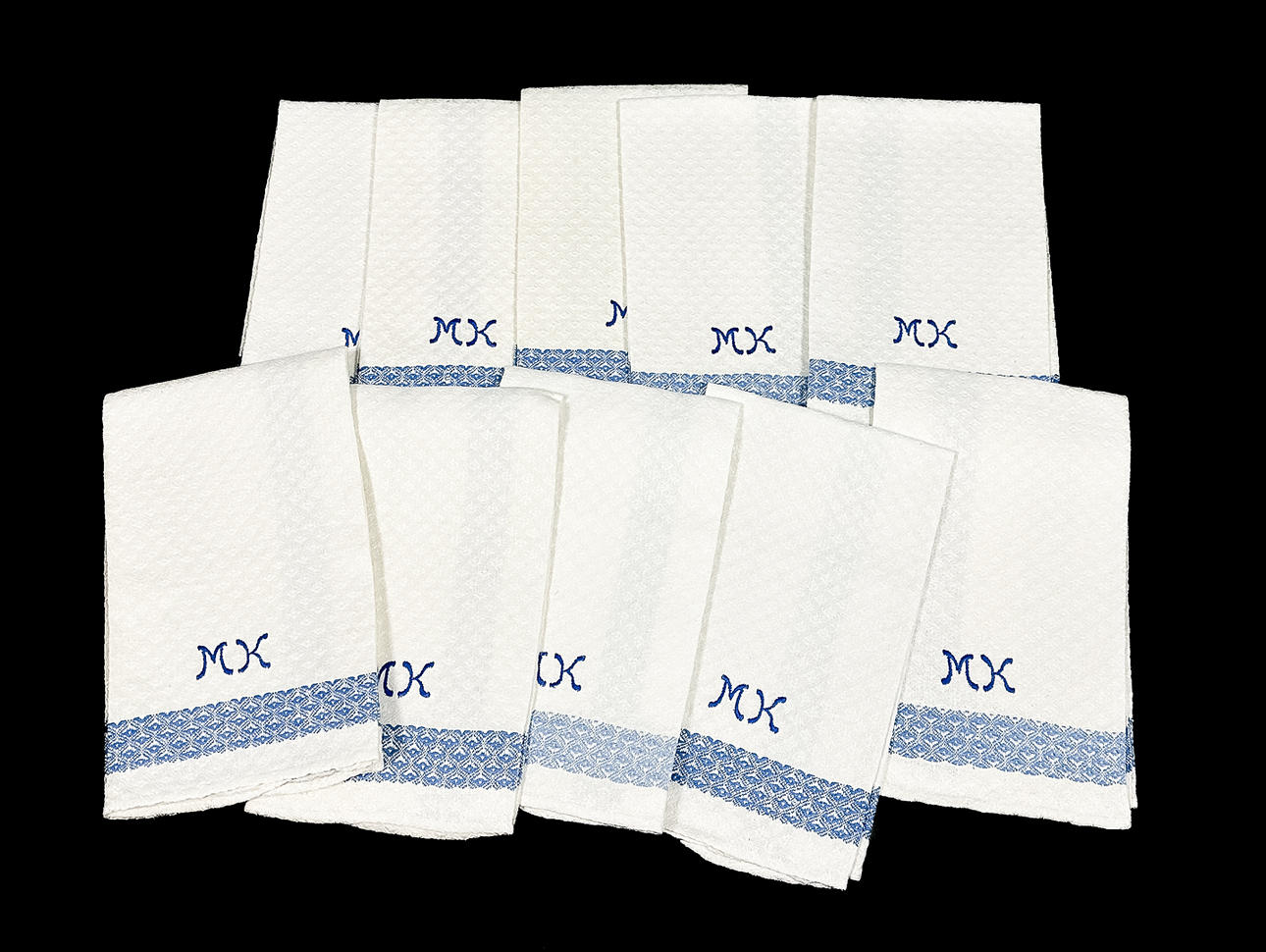 LINEN TOWELS, 10 pcs, signed.