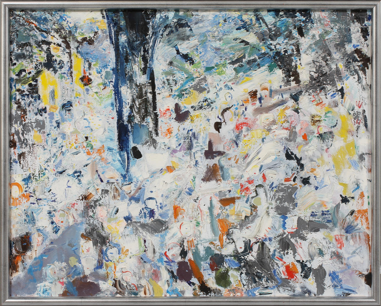 FRED ANDERSSON. "Kaos i Kungsan", olja på duk, signerad.