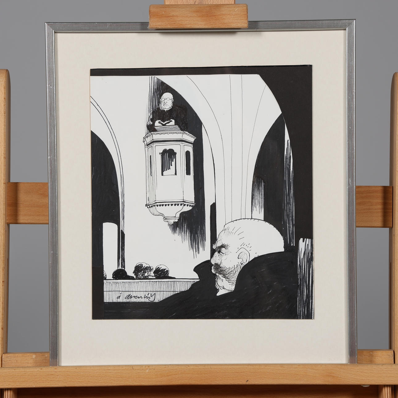 ÅKE ARENHILL. ZEICHNUNG, signiert.