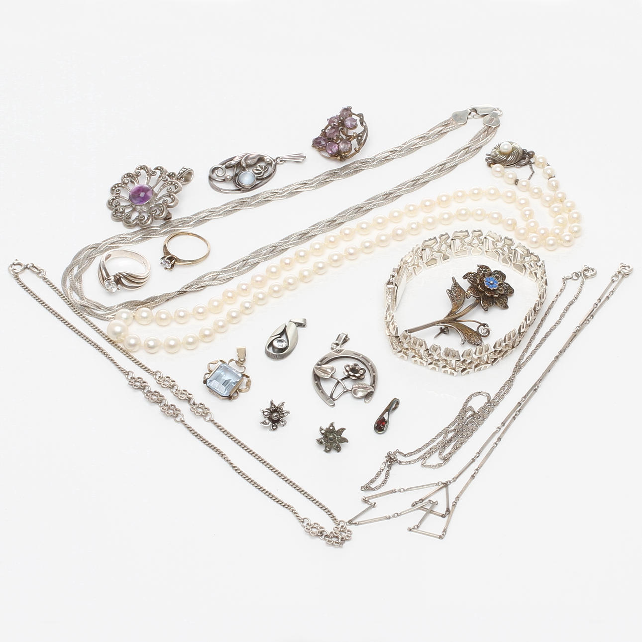 SMYCKEN, 17 delar, silver, 1900-tal.