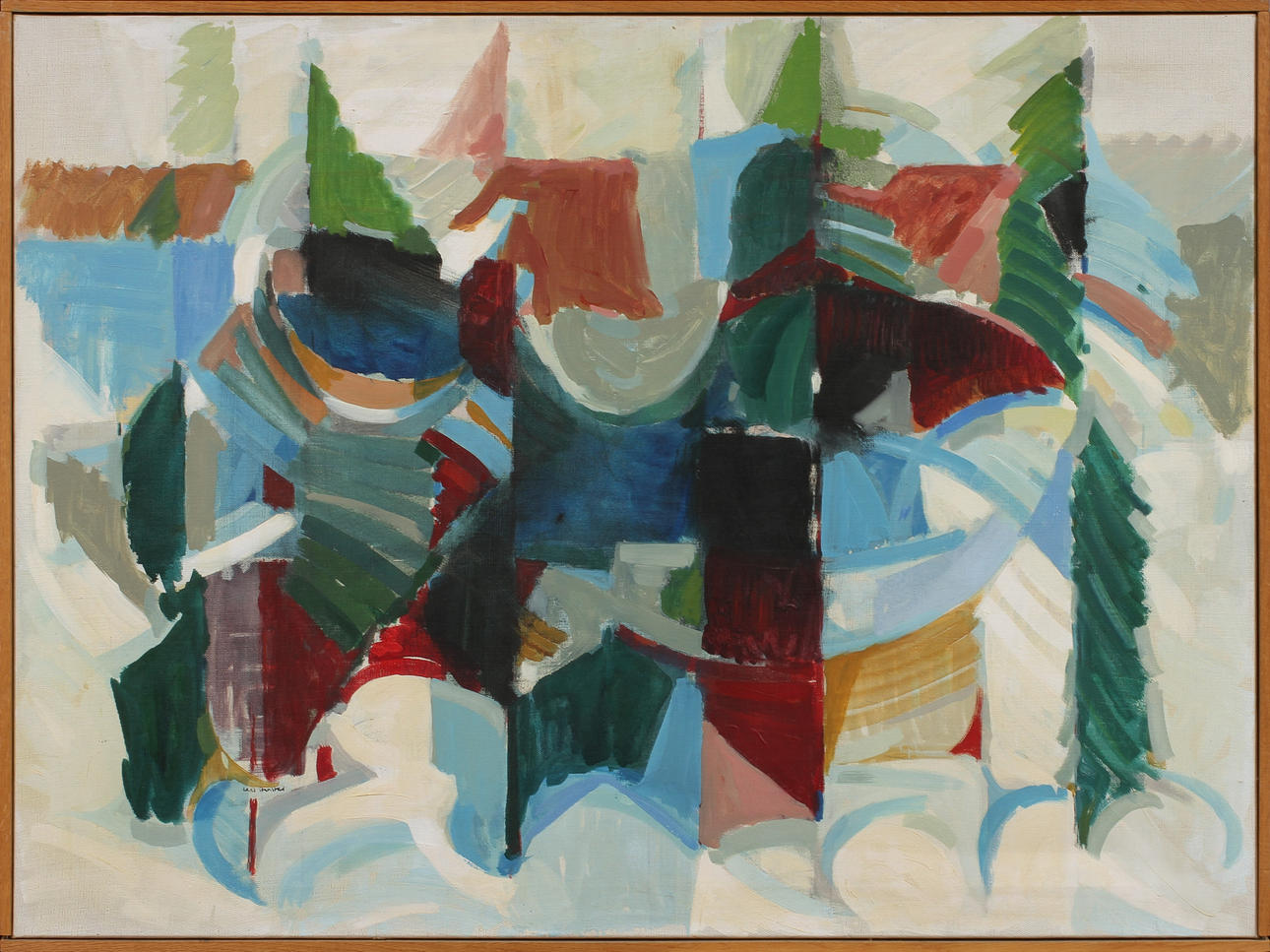 LARS STENSTAD. "Granar", olja på duk, signerad.