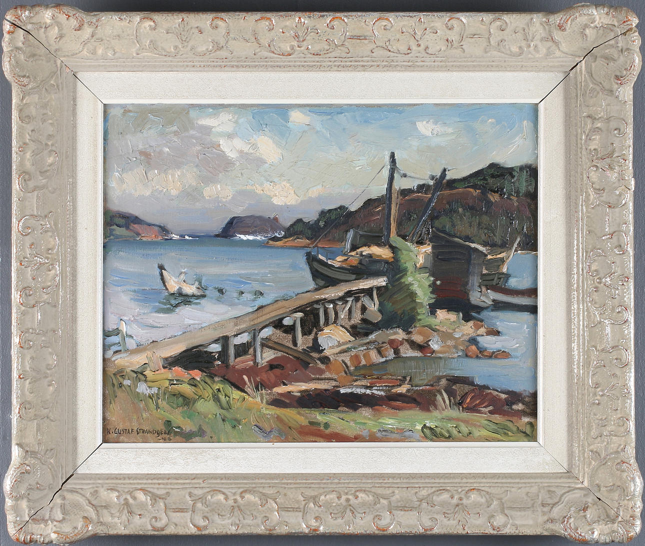 KARL GUSTAF STRANDBERG. Kustvy, olja på duk, signerad.