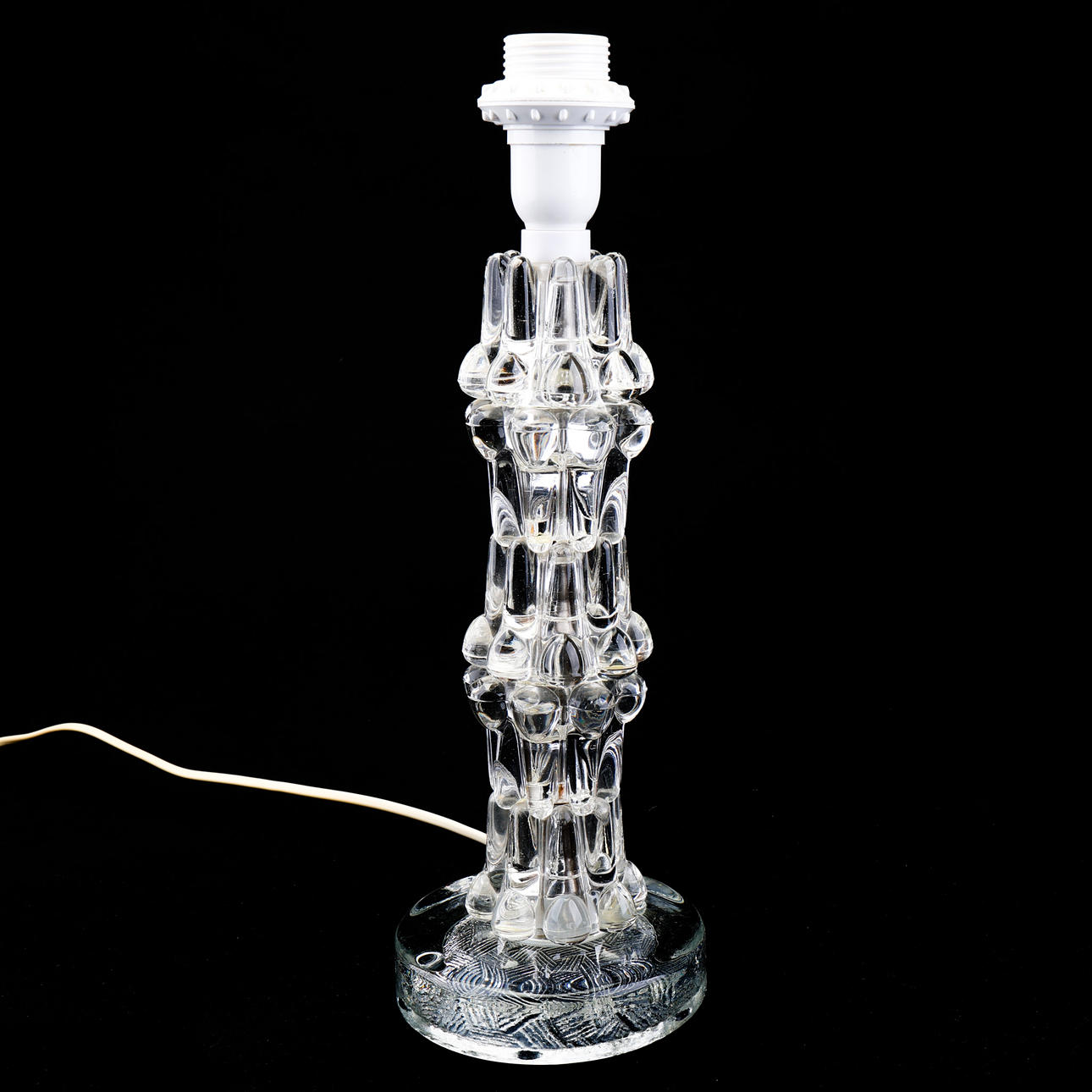 A 1960's glass table lamp.