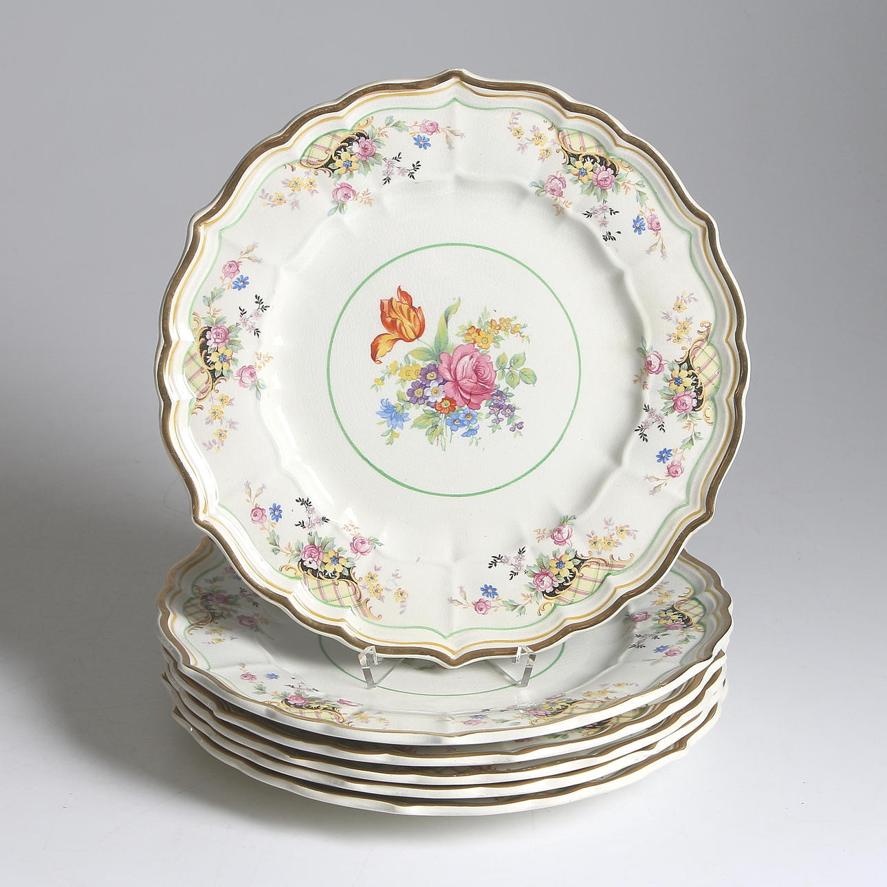 TALLRIKAR, 6 st, flintgods, "Ronny", Gefle.