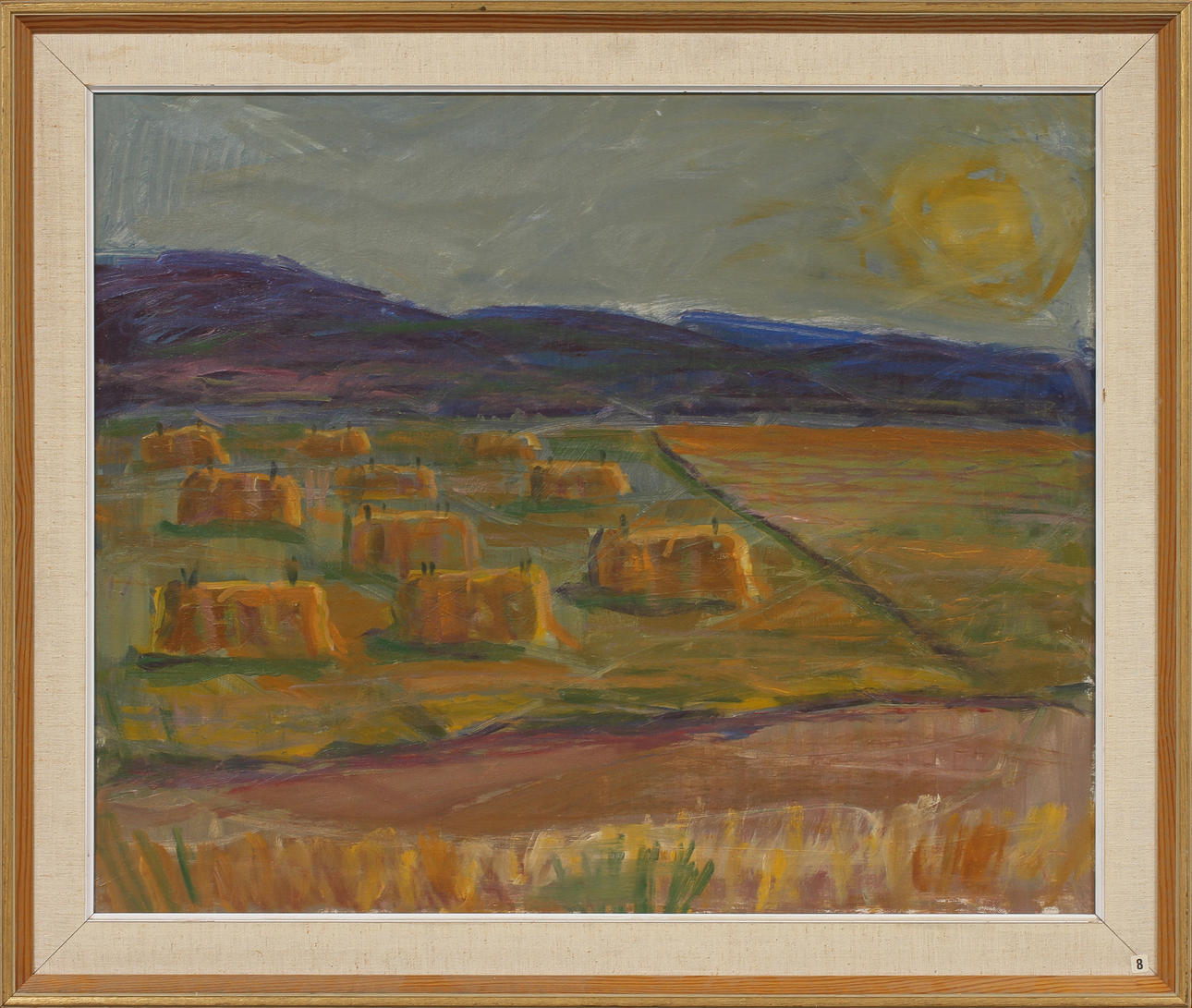 UNO BORNEMARK. "Sädesskylar i Viskadalen, olja på duk, signerad.