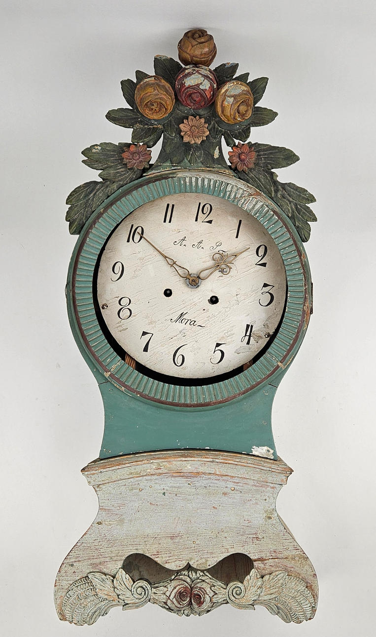 ZACHARIAS PERSSON. A wall clock, Ångermanland, signed and dated ZPS 1855.