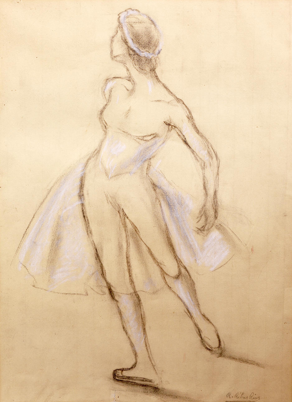 RAMON RIBAS RIUS. BALLET DANCER. MIXED MEDIA ON PAPER.