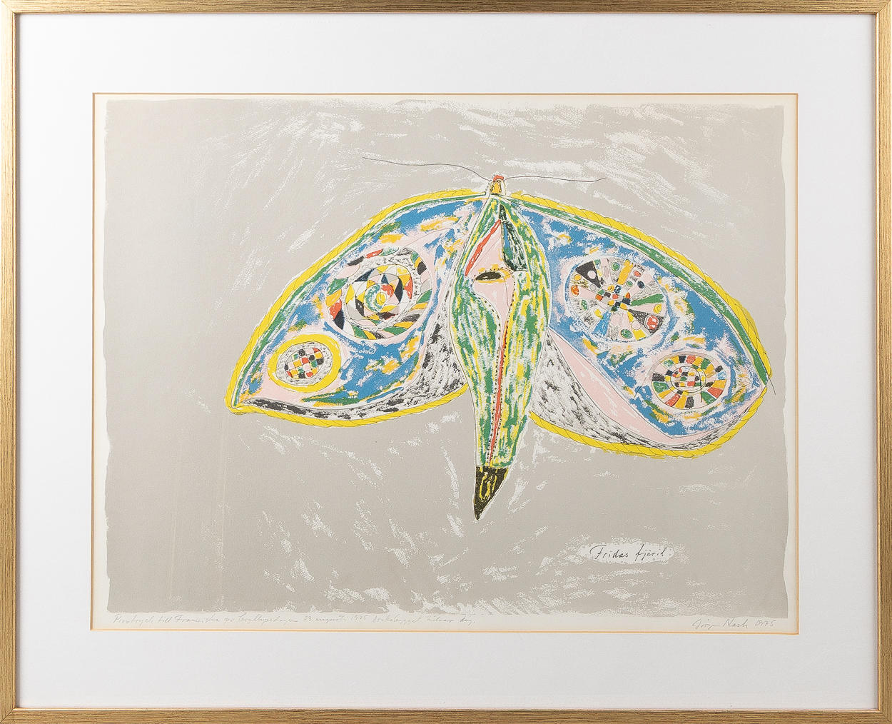 JÖRGEN NASH. “Frida's butterfly”, lithograph, sample print.