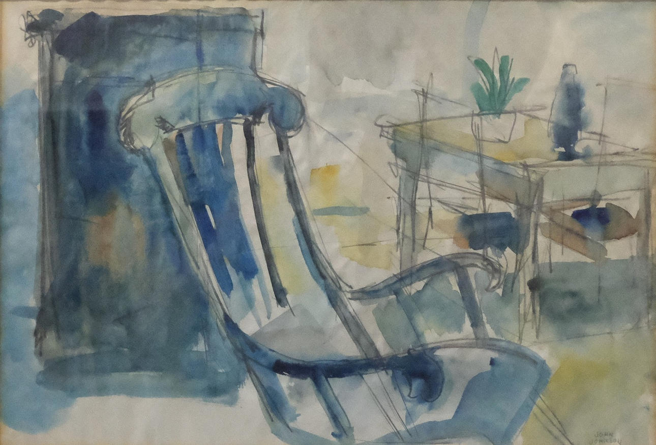 JOHN JOHNSON. WATERCOLOR. INTERIOR MOTIFS.