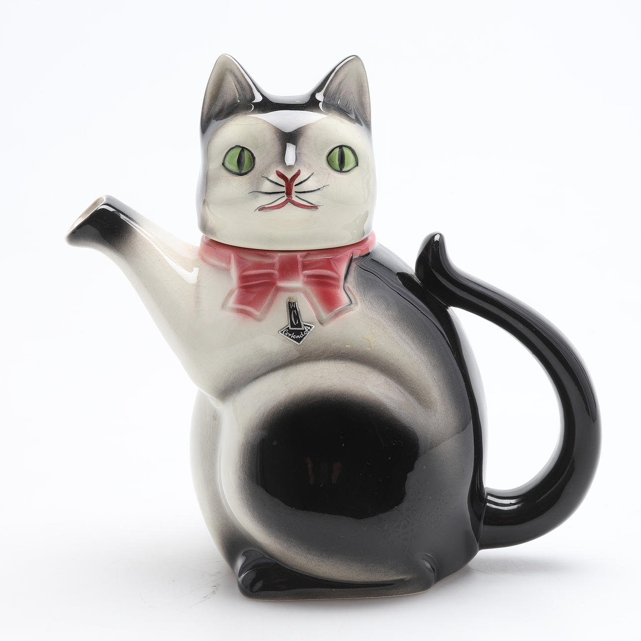 Eine Teekanne in Form einer Katze, Cortendorf, Westdeutschland.