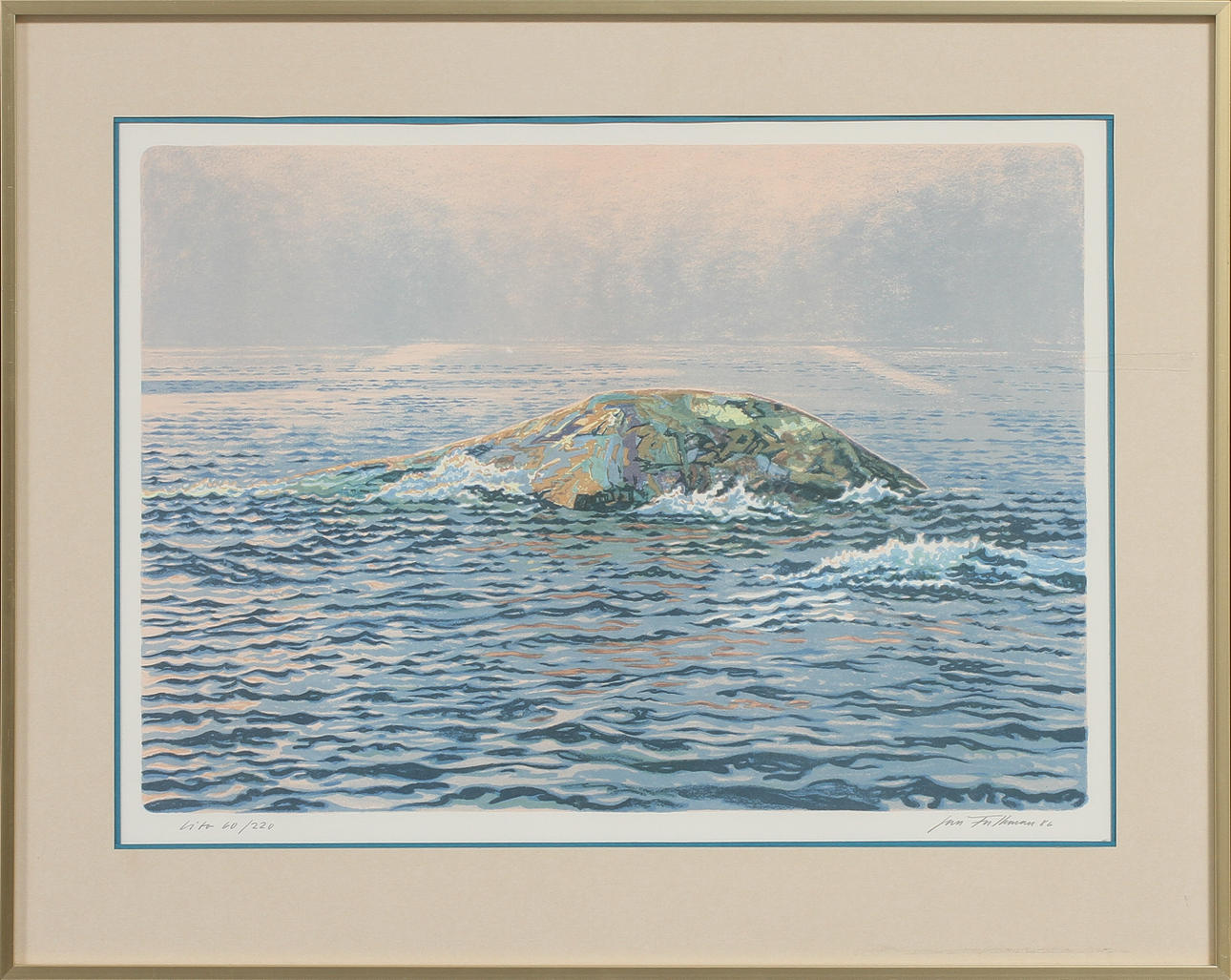 JAN FALKMAN. Havsbild,färglitografi, signerad och numrerad 60/220.