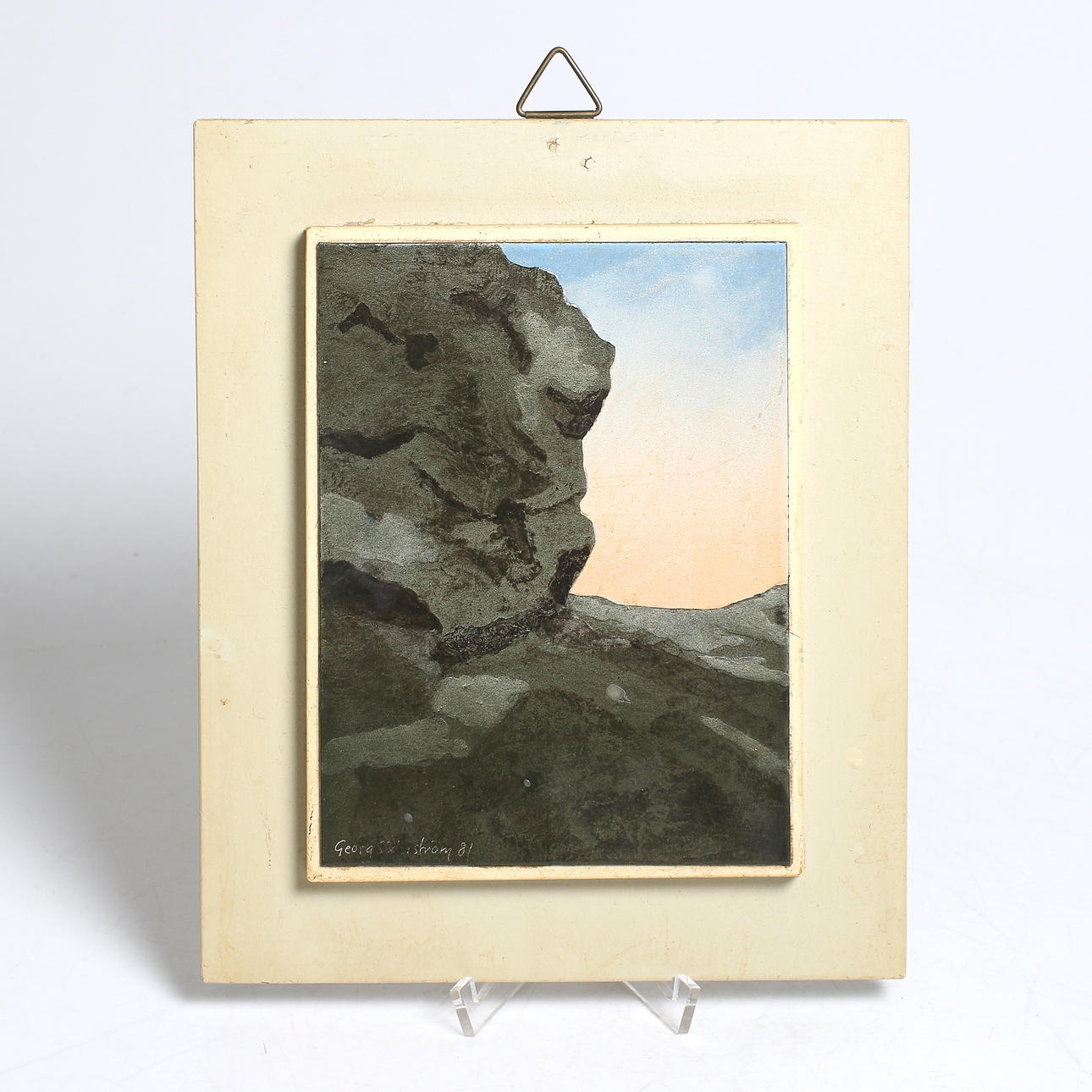 GEORG SÖDERSTRÖM. "Östergarnsberg", emaljmålning, signerad och daterad -81.