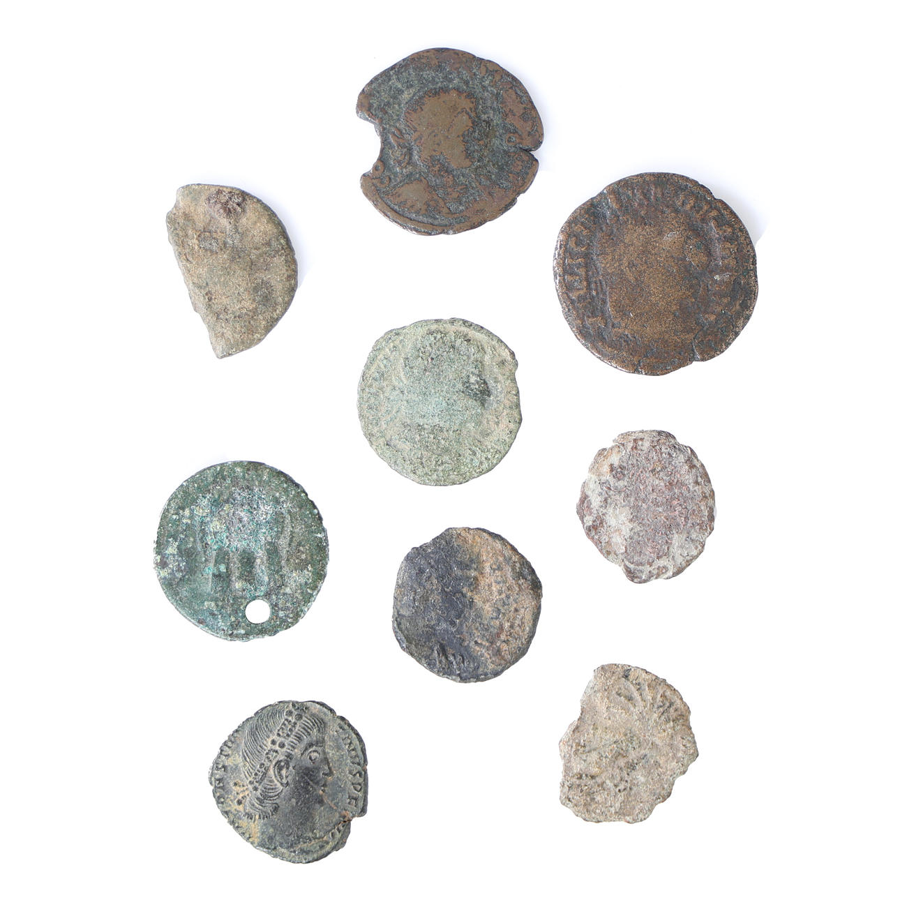 NINE CONSTANTINIAN DYNASTY ROMAN COINS (9).