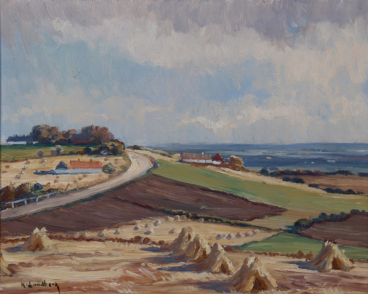 KARL LUNDBORG. Öl auf Holz, Meereslandschaft.
