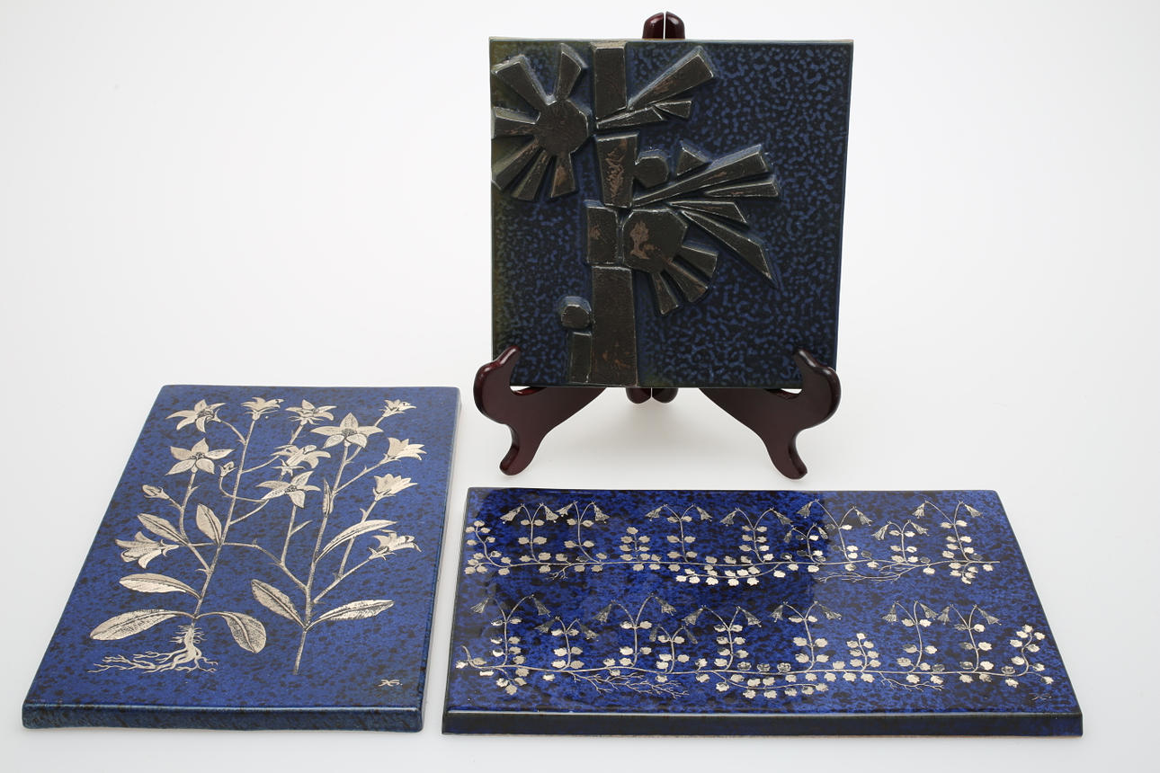 VÄGGTAVLOR, 3 st, keramik, Heinz Erret, Börje Skohg, Gustavsberg.